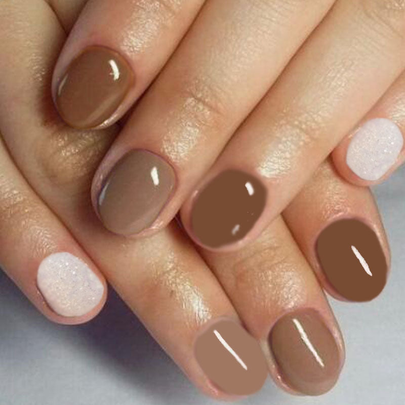 Solid Brown Glitter French 