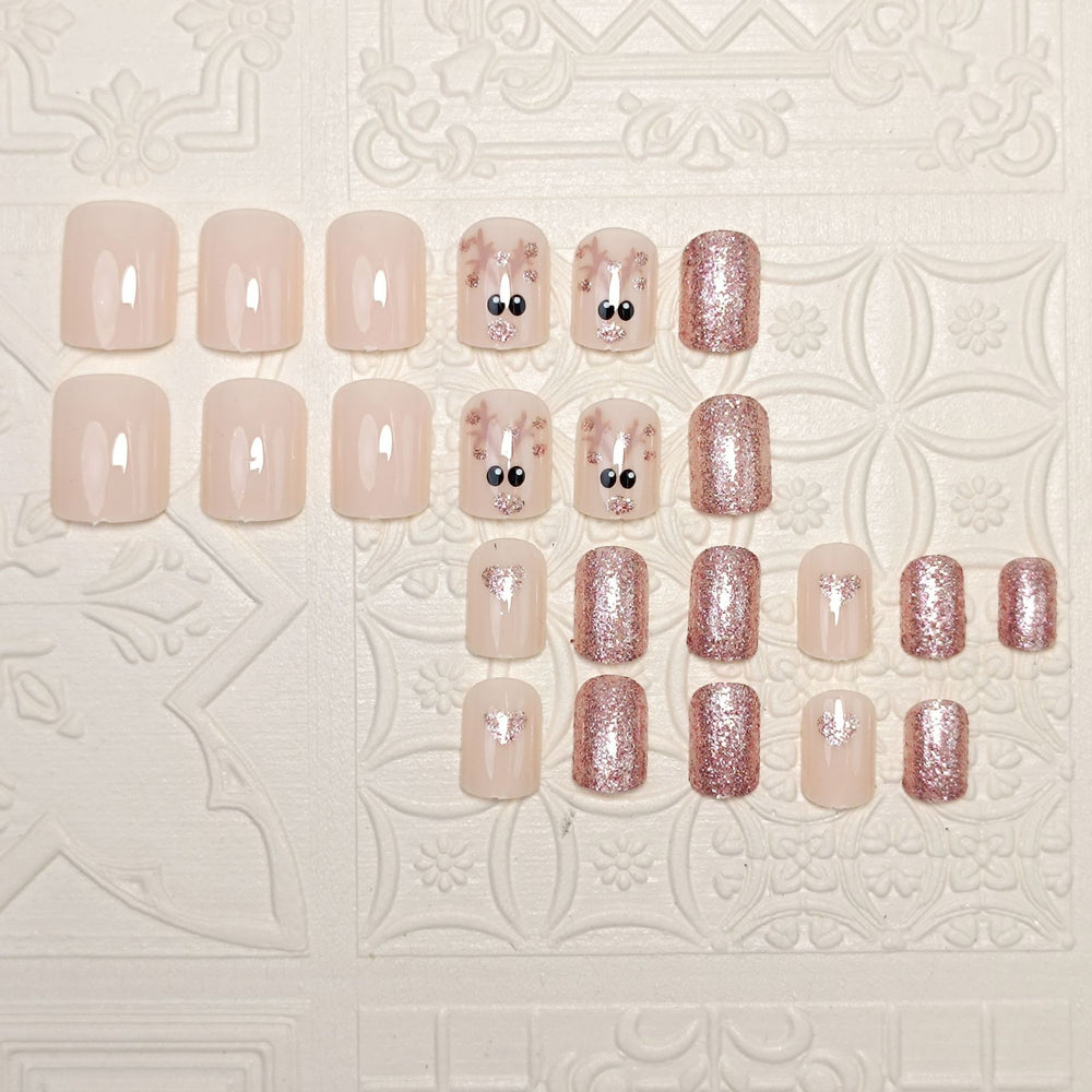  Pop On Nails Pink Short Square