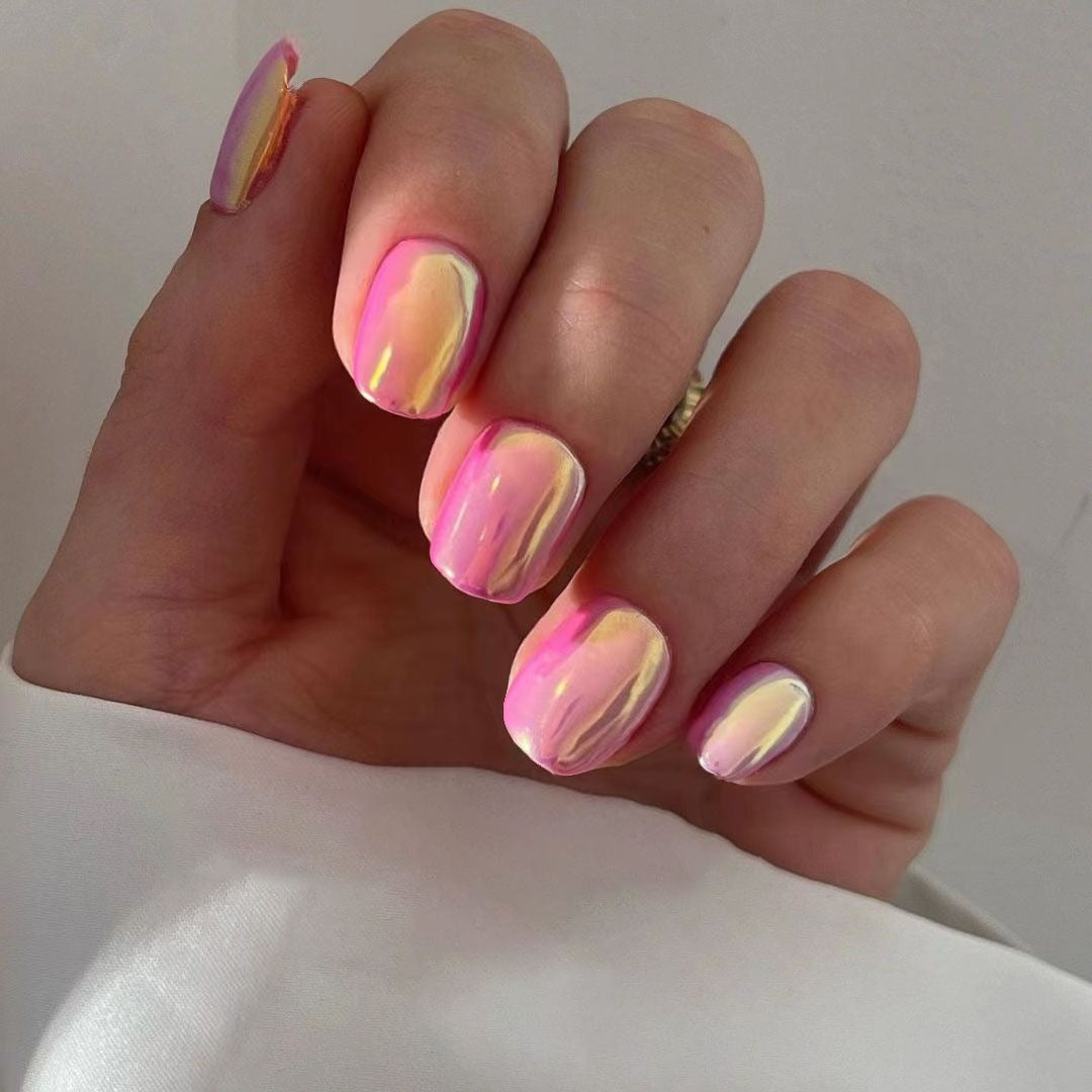 Metallic Solid Pink Nails 