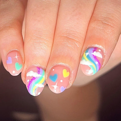 Heart Rainbow Pop On Nails 
