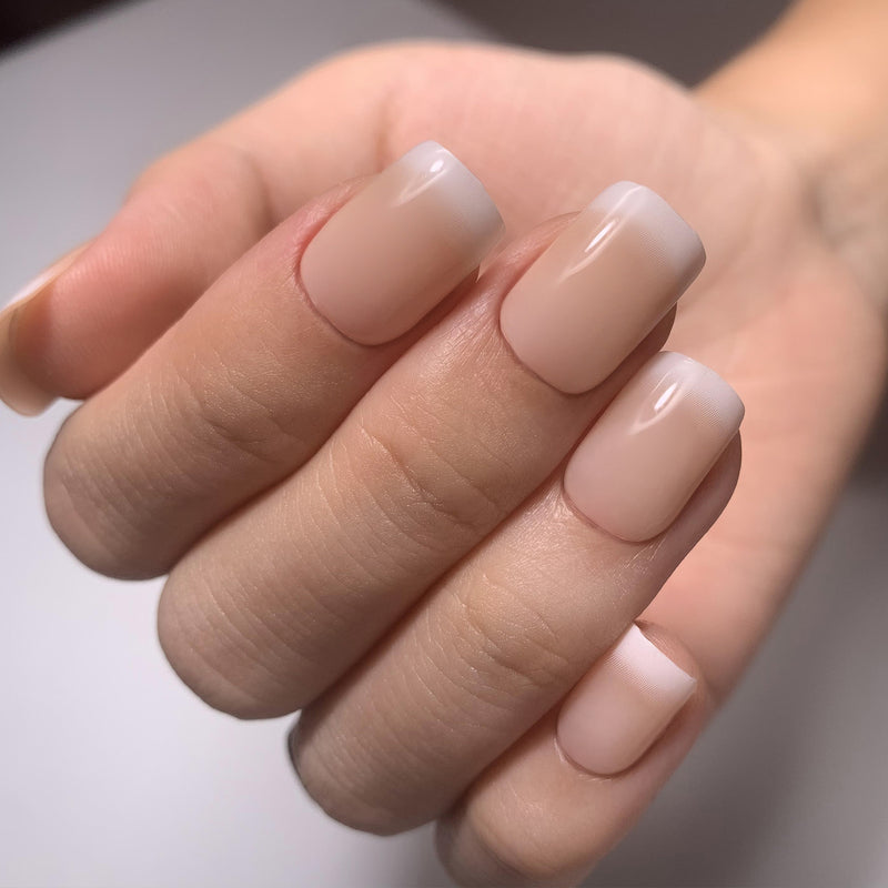 French Ombre Simple Short Nails White Square