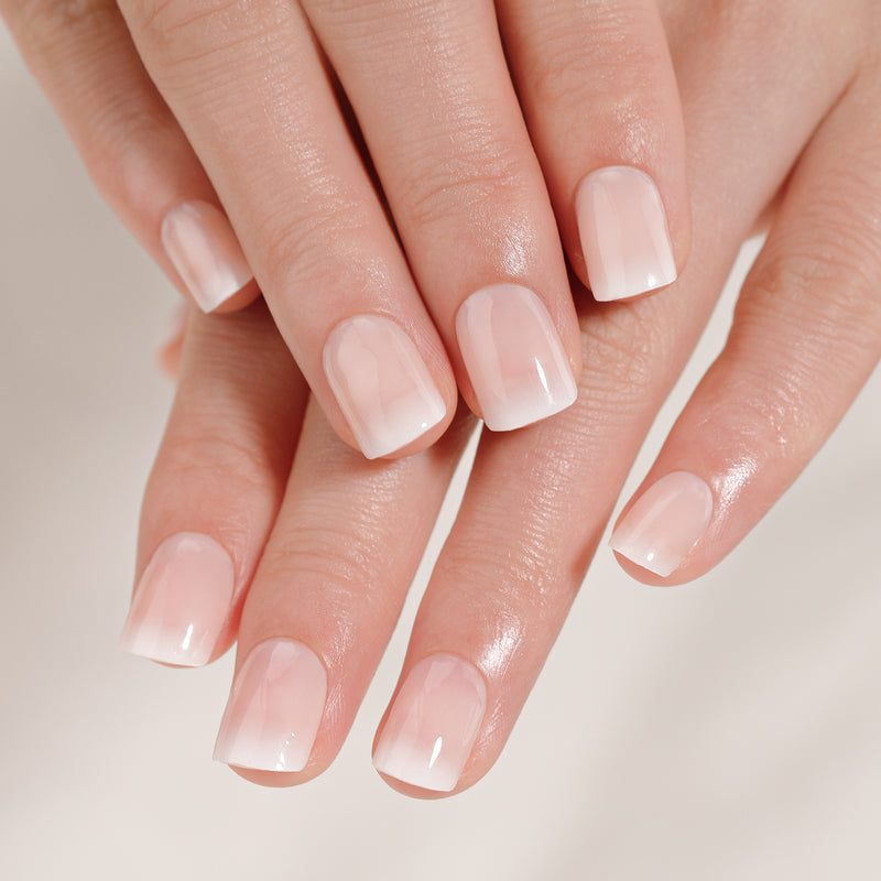 Gradient Nails Nude Style Short Squoval Press-Ons