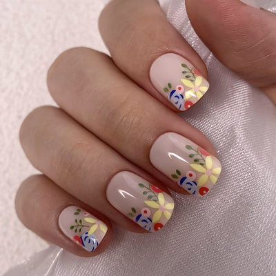 Flower French Tips Nails 
