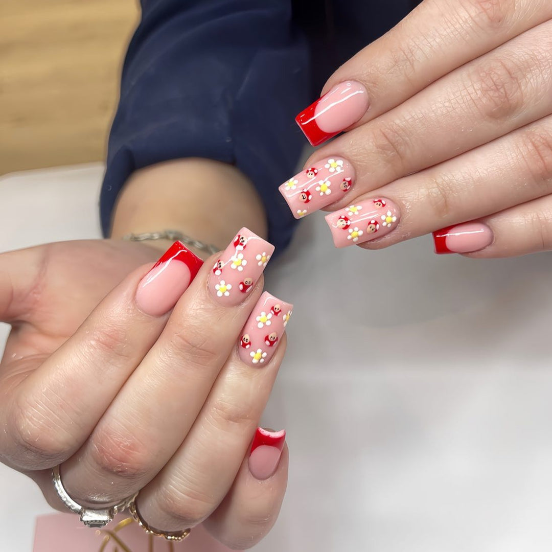 Flower French Tips Nails