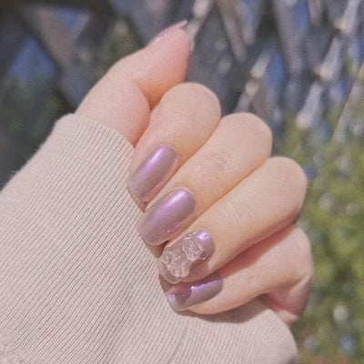 Aurora Bears Glitter Nails Purple