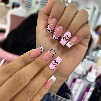 Cute Heart French Tips Nails 