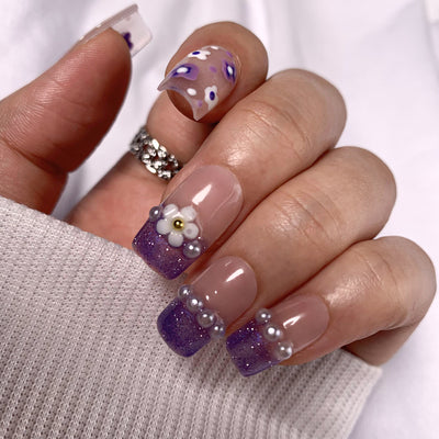 Tips Handmade Nails Purple Square