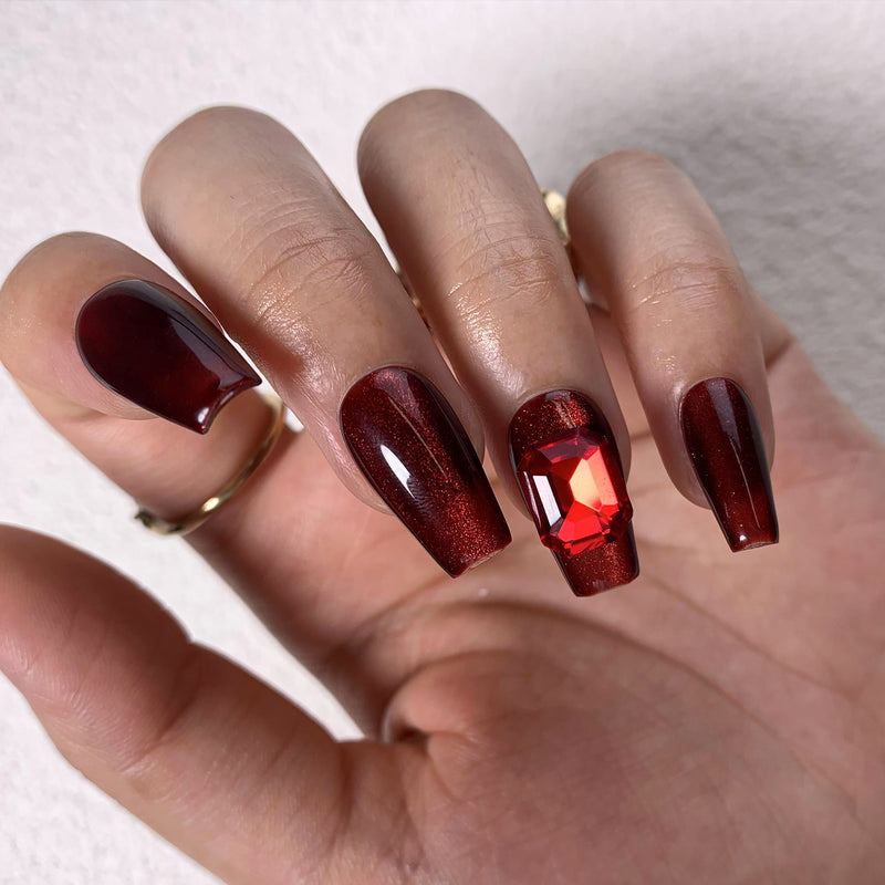Press On Handmade Nails Red Coffin