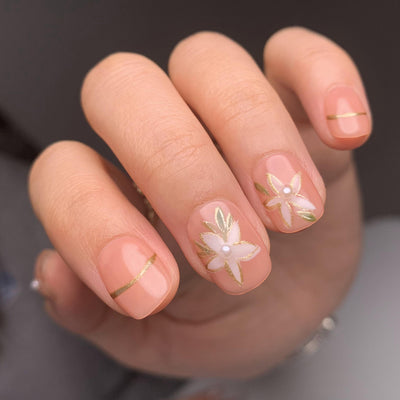 Pearl Flower False Handmade Nails