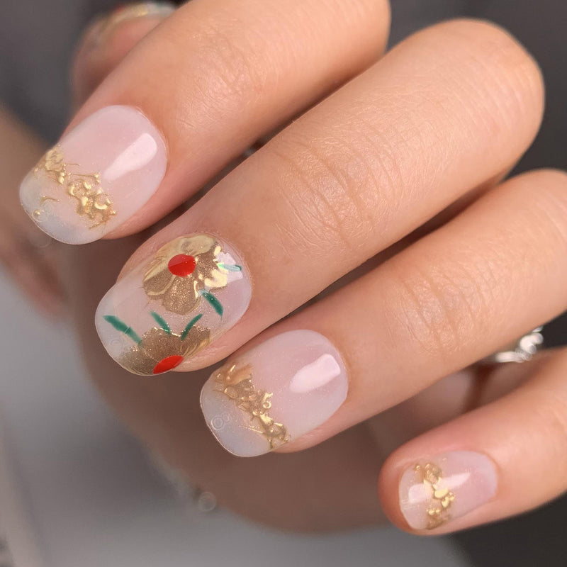 Elegant Flower False Handmade Nails