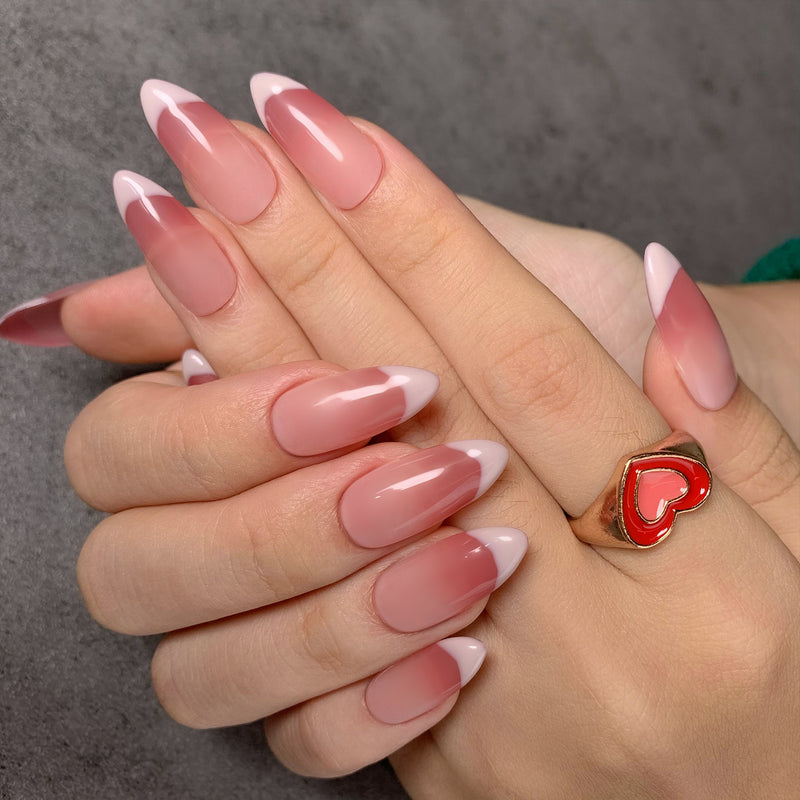 Handmade Nails Pink Almond