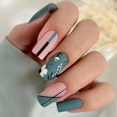 Flower French Tips Nails Line 