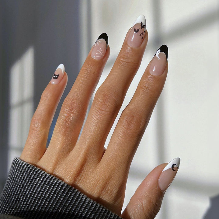 Darkness Halloween French Tips 
