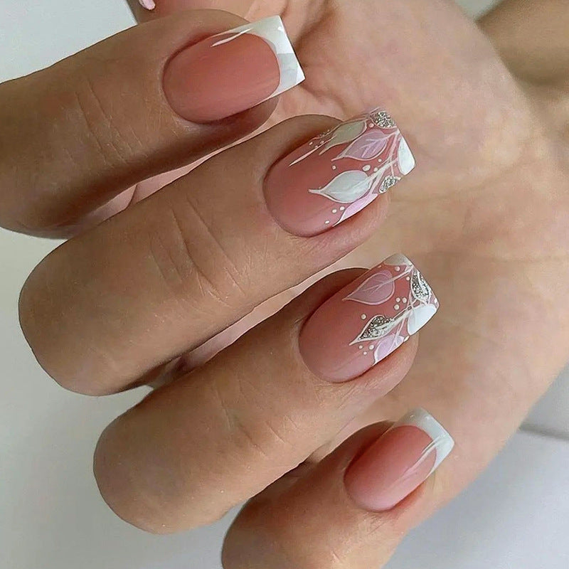 Leaves French Tips Nails