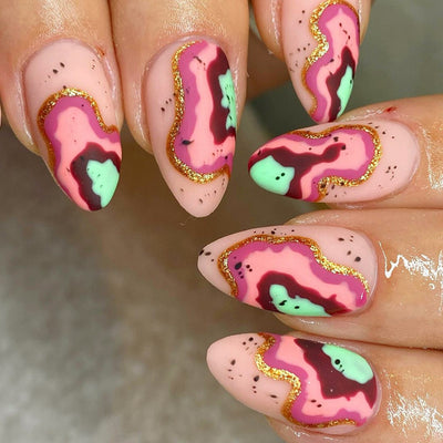 Multicolor Abstract Artificial Fingernails