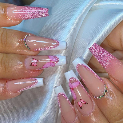 Cute Butterfly French Tips