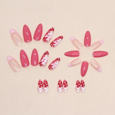  French Tips Nails Pink Medium Almond 