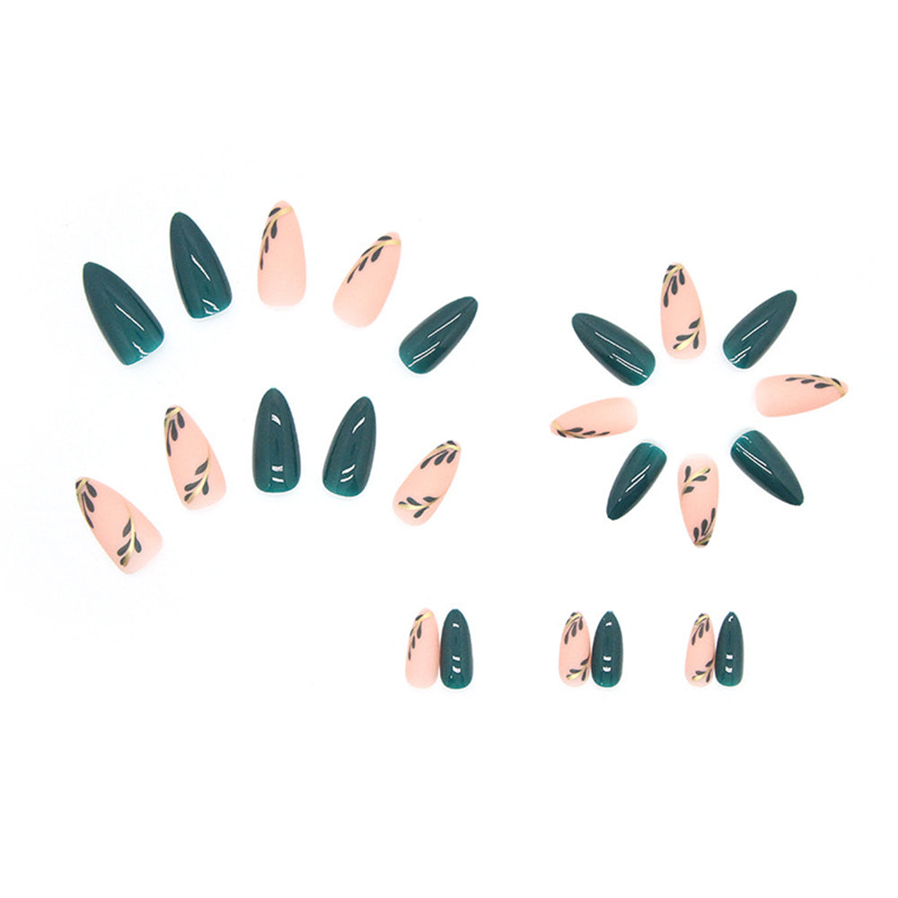 Luxury Glitter Nails Spring Green Medium Almond Press-Ons