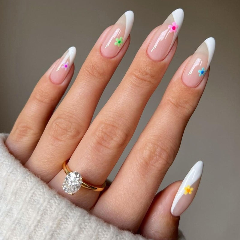 Flower French Tips Nails 