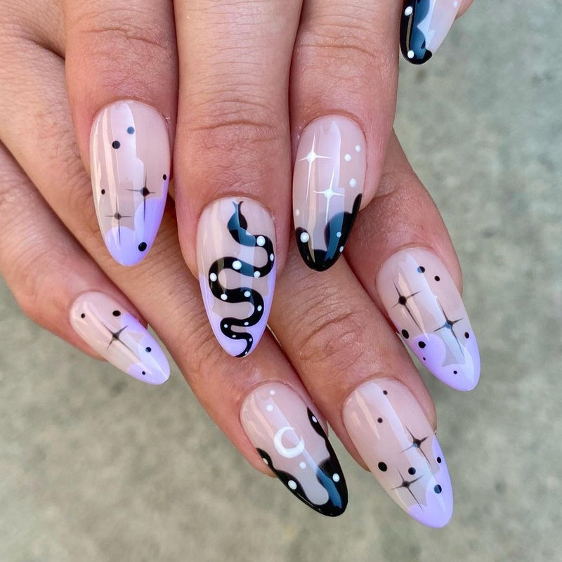 Snake Star French Tips Nails