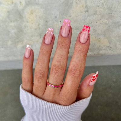 Heart French Tips Nails