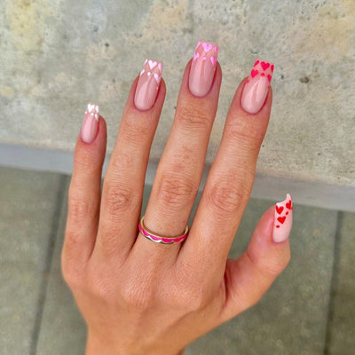 Heart French Tips Nails