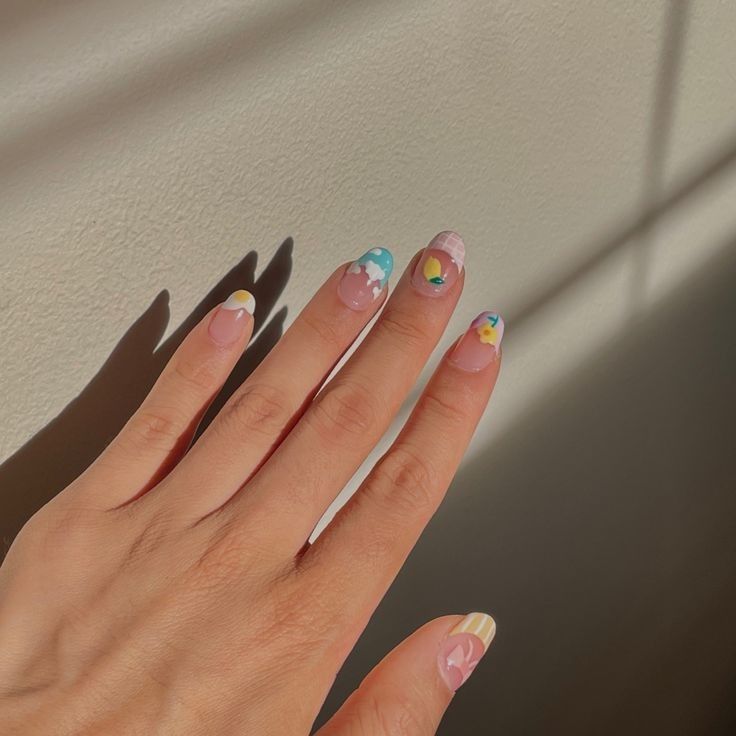 Flower Cartoon French Tips Nails