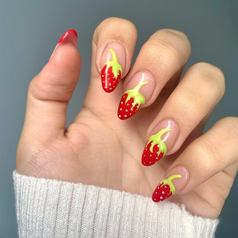 Strawberry French Tips Nails 