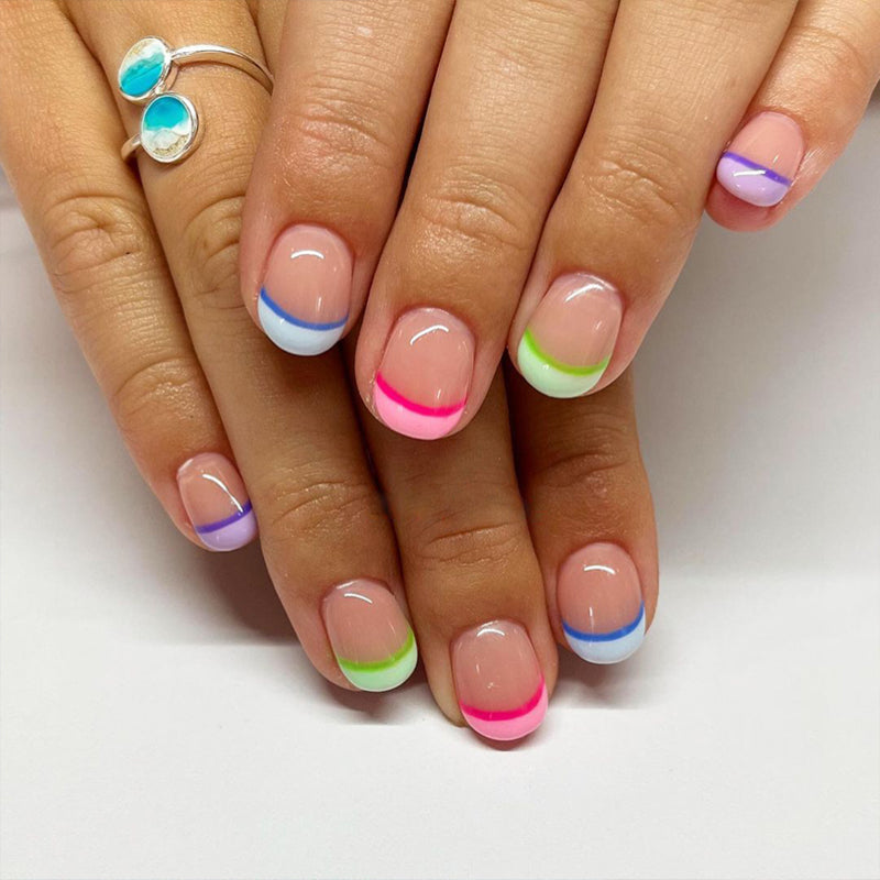 Multicolor French Tips Nails