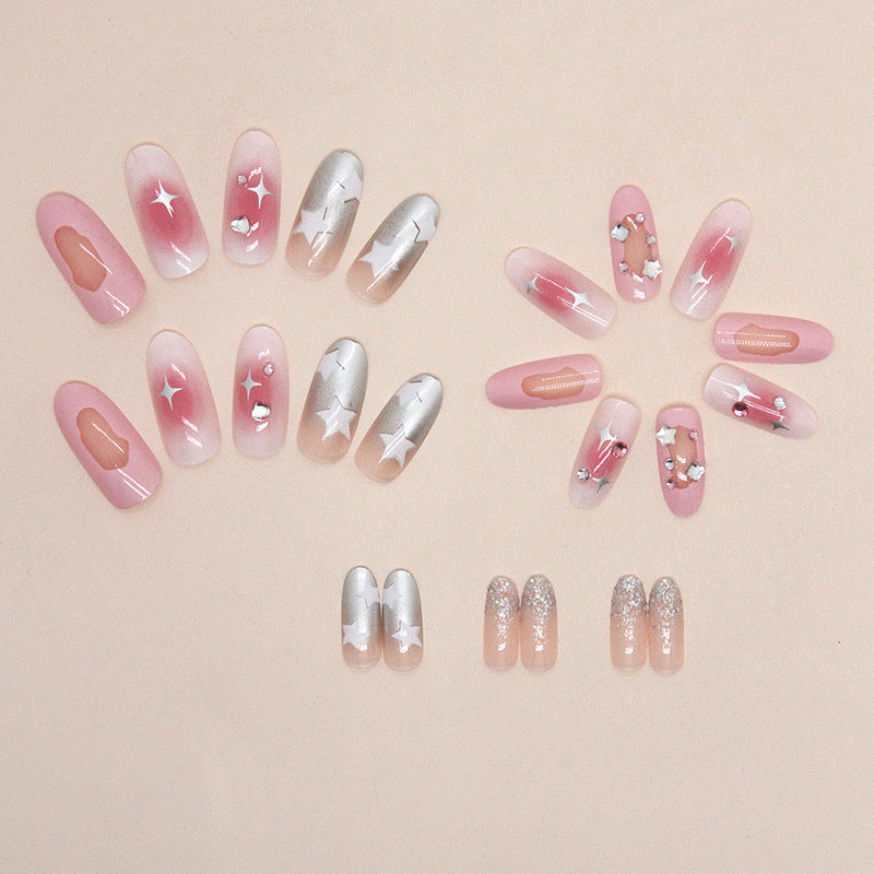 Pink Long Oval Press-Ons
