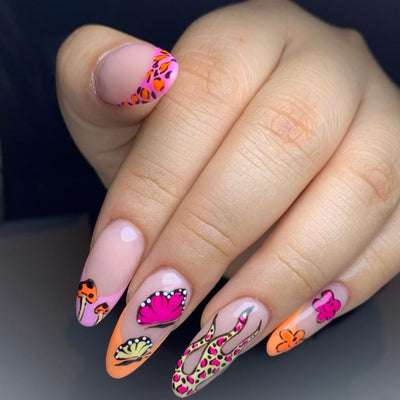 Butterfly Flame French Tips Nails 
