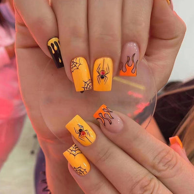 Flame Spider Nails Yellow