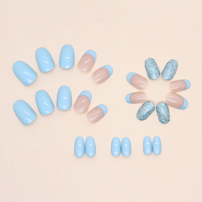 Nails Blue Short Oval