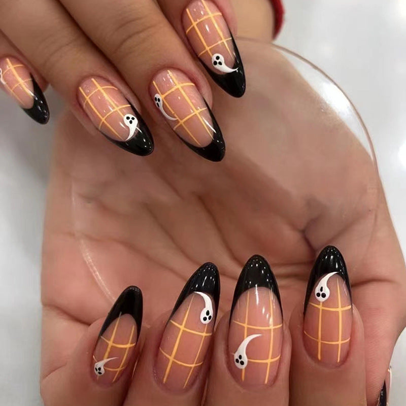 Spiderwebs French Tips Nails Halloween