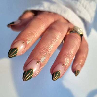 Olive Green Rhombus Nails 