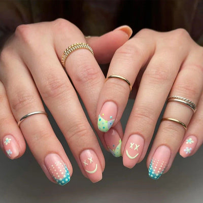 Smile Flower French Tips Nails