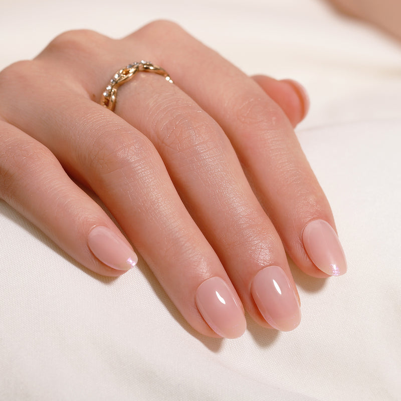 Aurora French Tips Nails Nude Short Oval