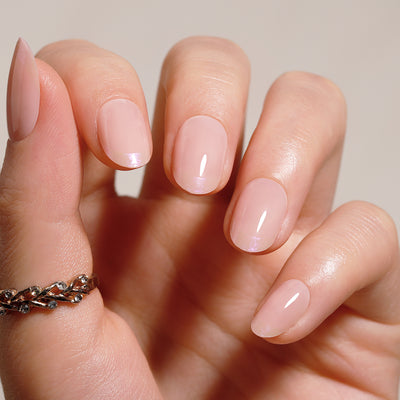 Aurora French Tips Nails Nude Short Oval