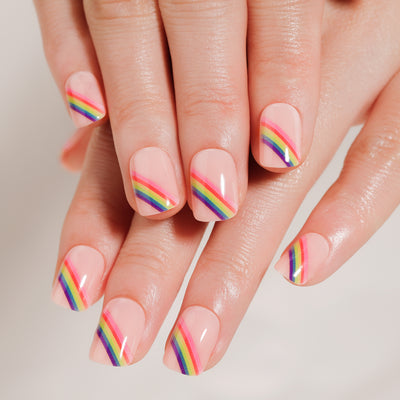 Rainbow Nails Summer Multicolor Short Squoval Press-Ons