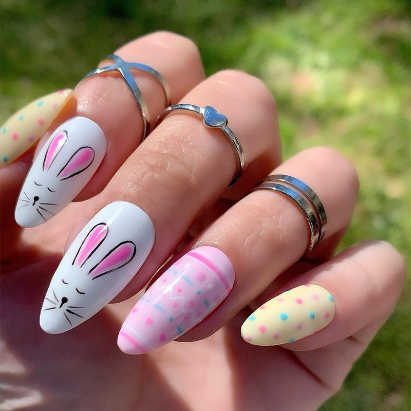 Cute Rabbit Glue On Nails 