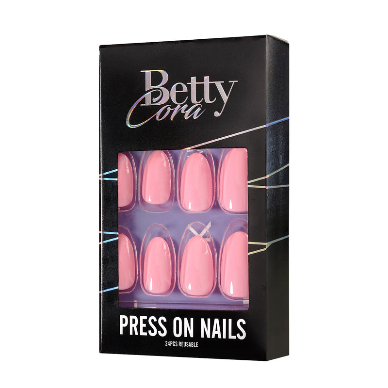 Pink Solid Soft Gel Glue On Nails 
