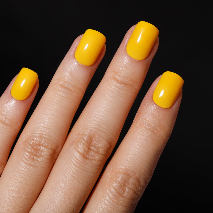 Yellow Soft Gel Armour Stick On Nails Short Squoval