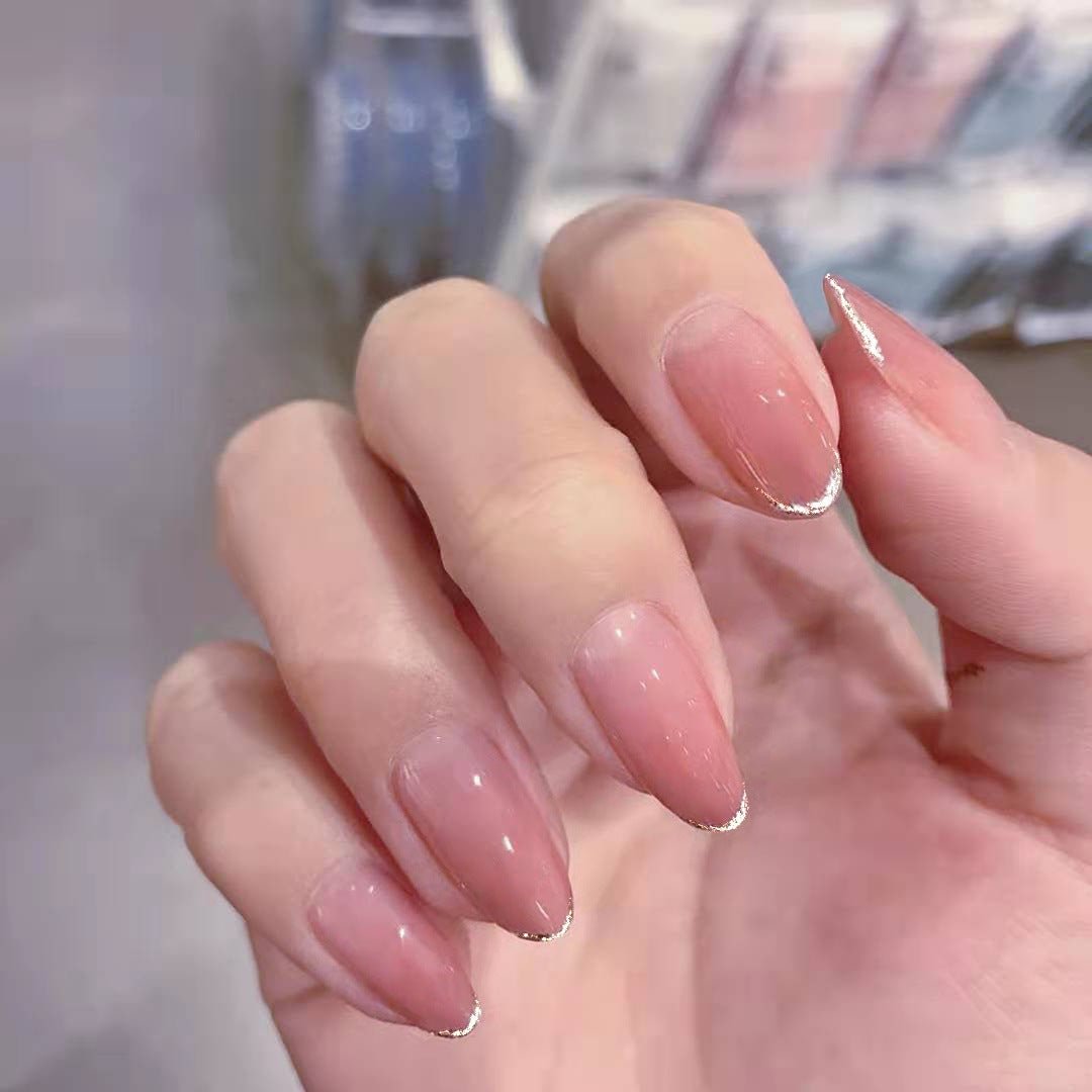 Bettycora Ombre Fake Nails,Glitter Shinny French Press On Nails 