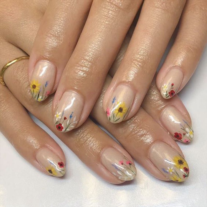Floral Style Stick On Nails