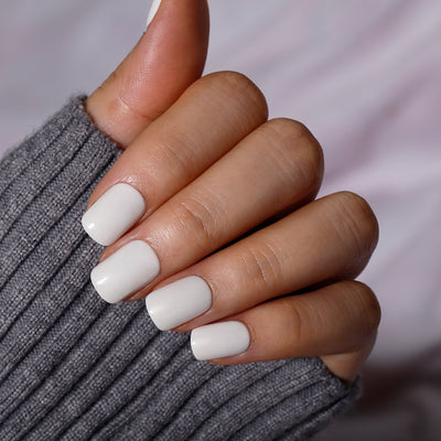 White Solid Soft Gel Press On Nail Short Squoval
