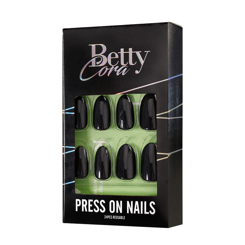 Black Solid Soft Gel Press On Nails