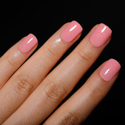 Pink Glitter Soft Gel Press On Nails Short Squoval Glossy