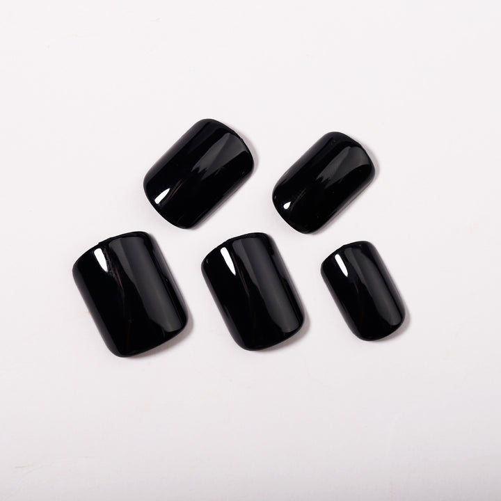 Black Solid Soft Gel Nails Short Squoval Press-Ons