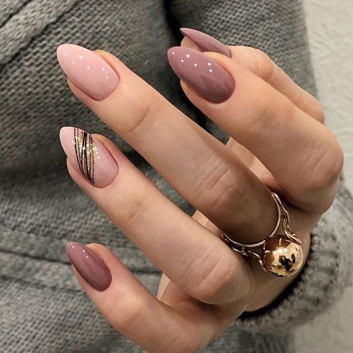 Bettycora Pink Hot Line Elegant False Nails, Short Almond Solid Press On Nails