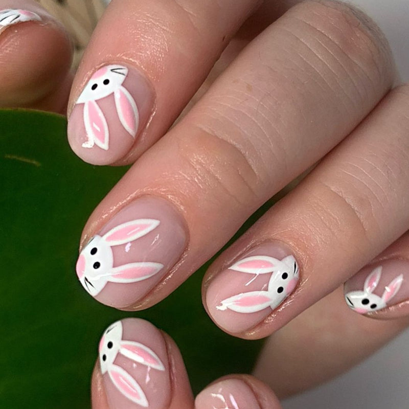 Cute Rabbit Glue On Nails